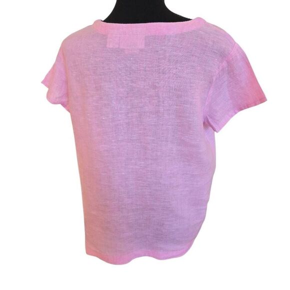 Cynthia Rowley Womens Pink Linen Short Sleeve Blouse Size Small - Picture 4 of 9